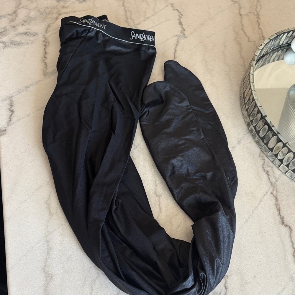 Saint Laurent Black Satin Hosiery